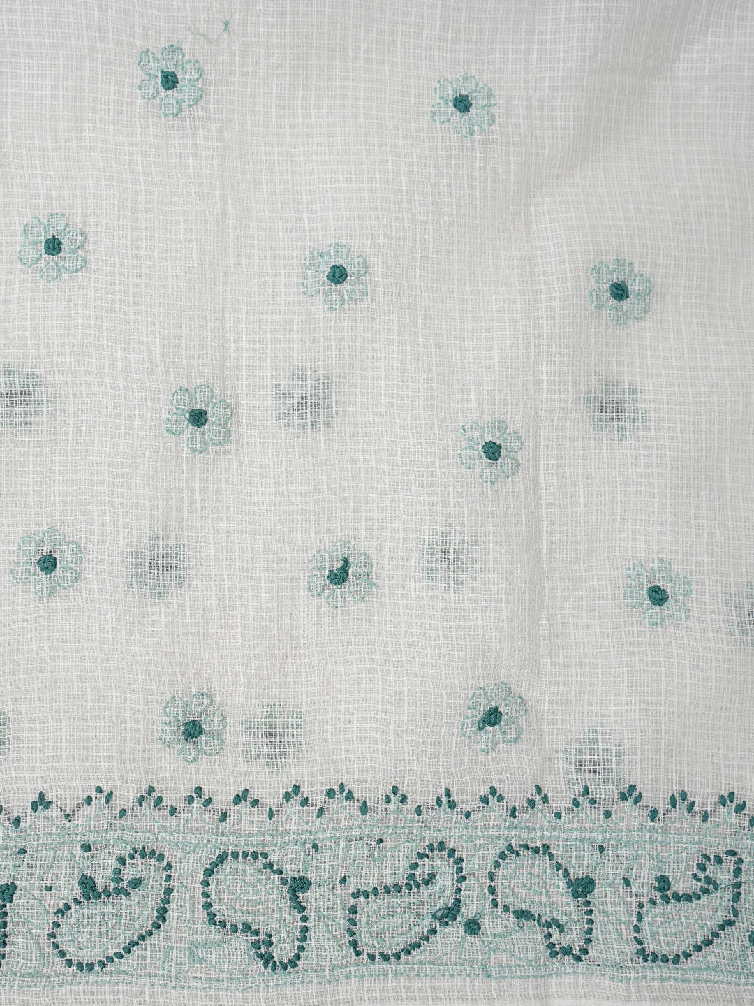 Ada Hand Embroidered Cream Kota Lucknowi Chikankari Unstitched Kurta Dupatta Set 01A831662