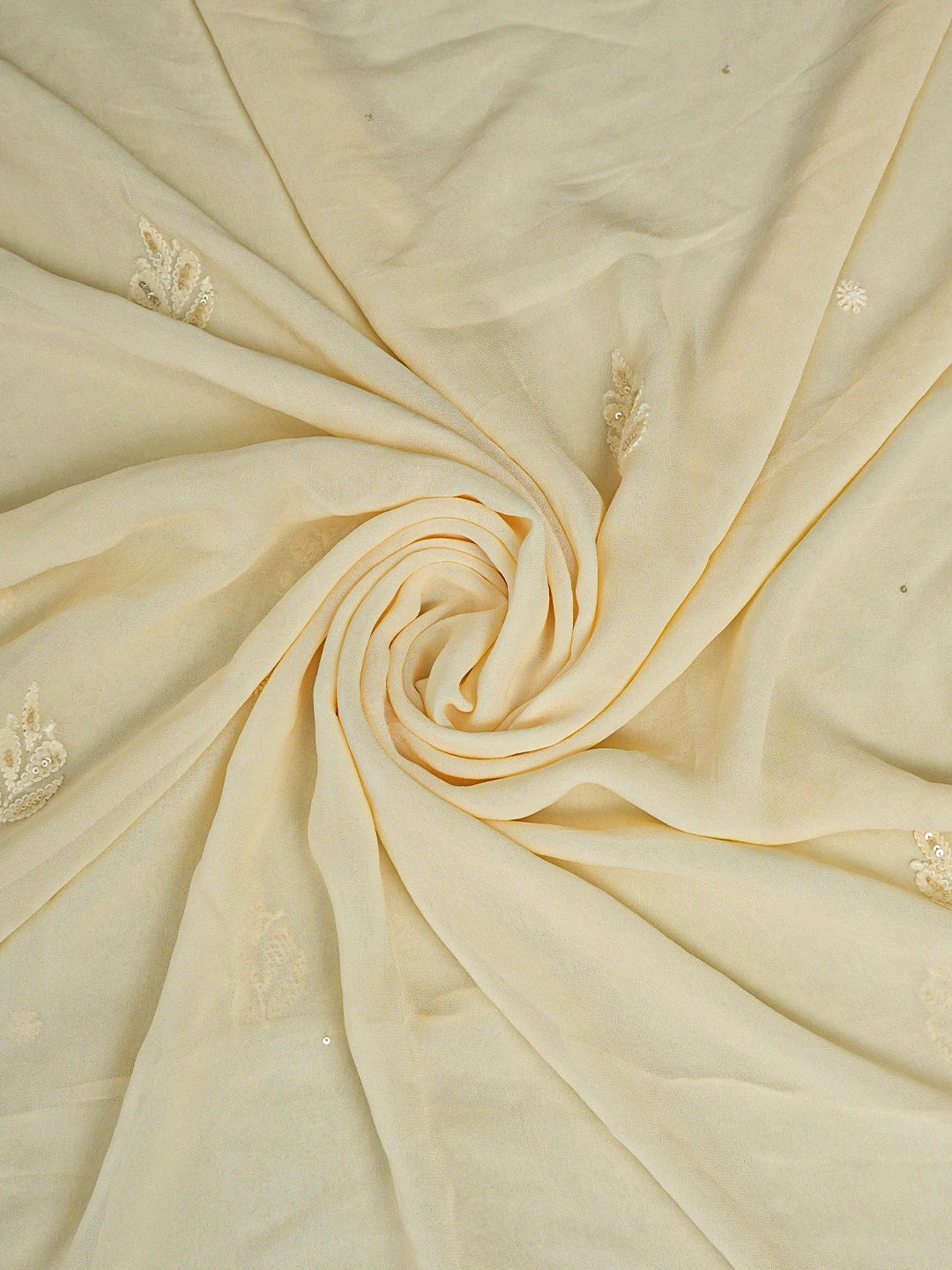 Ada Hand Embroidered Light Peach Viscose Georgette Lucknowi Chikankari Unstitched Kurta Dupatta Set With Cutdana Work 01A801853