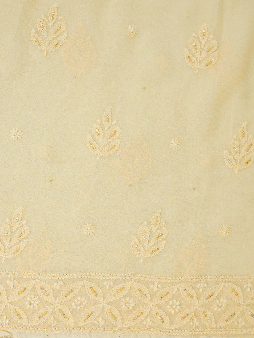 Ada Hand Embroidered Light Peach Viscose Georgette Lucknowi Chikankari Unstitched Kurta Dupatta Set With Cutdana Work 01A801853