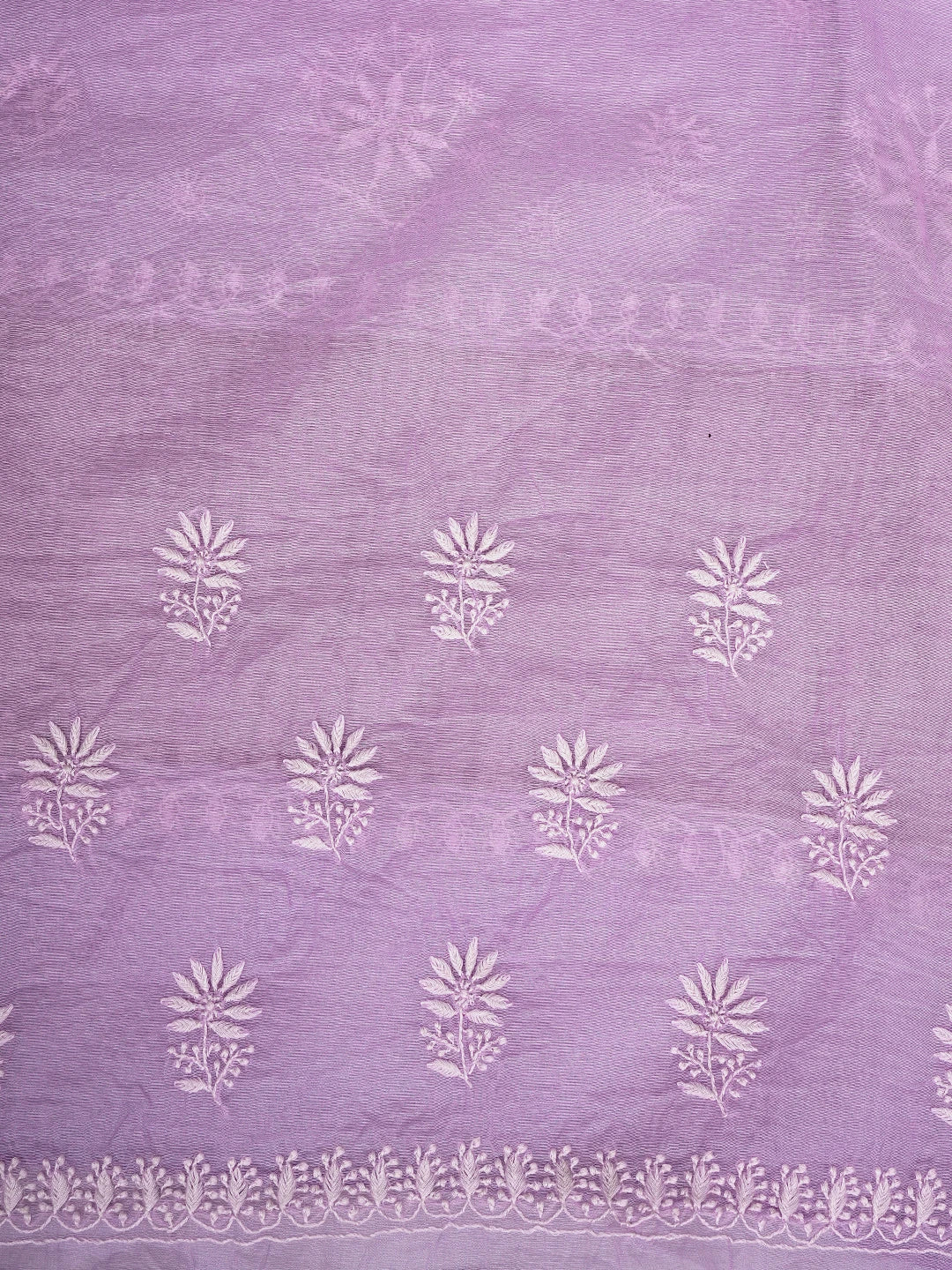 Ada Hand Embroidered Lavender Chanderi Lucknowi Chikankari Saree With Blouse 01A736265