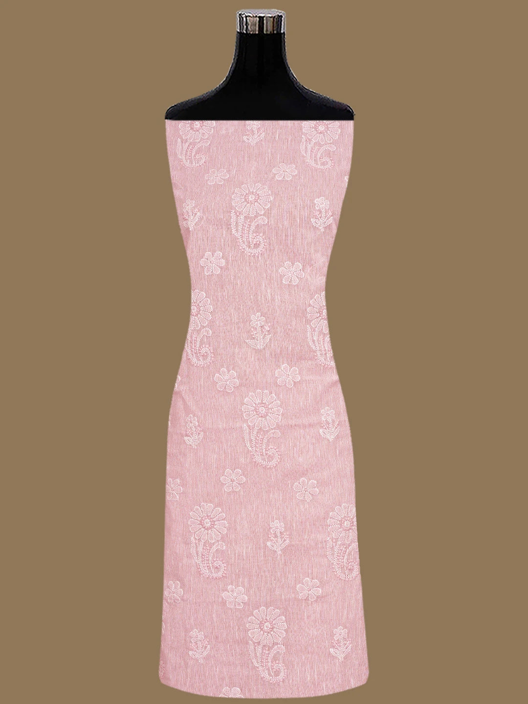 Ada Hand Embroidered Pink Linen Lucknowi Chikankari Unstitched Suit Set 01A836599