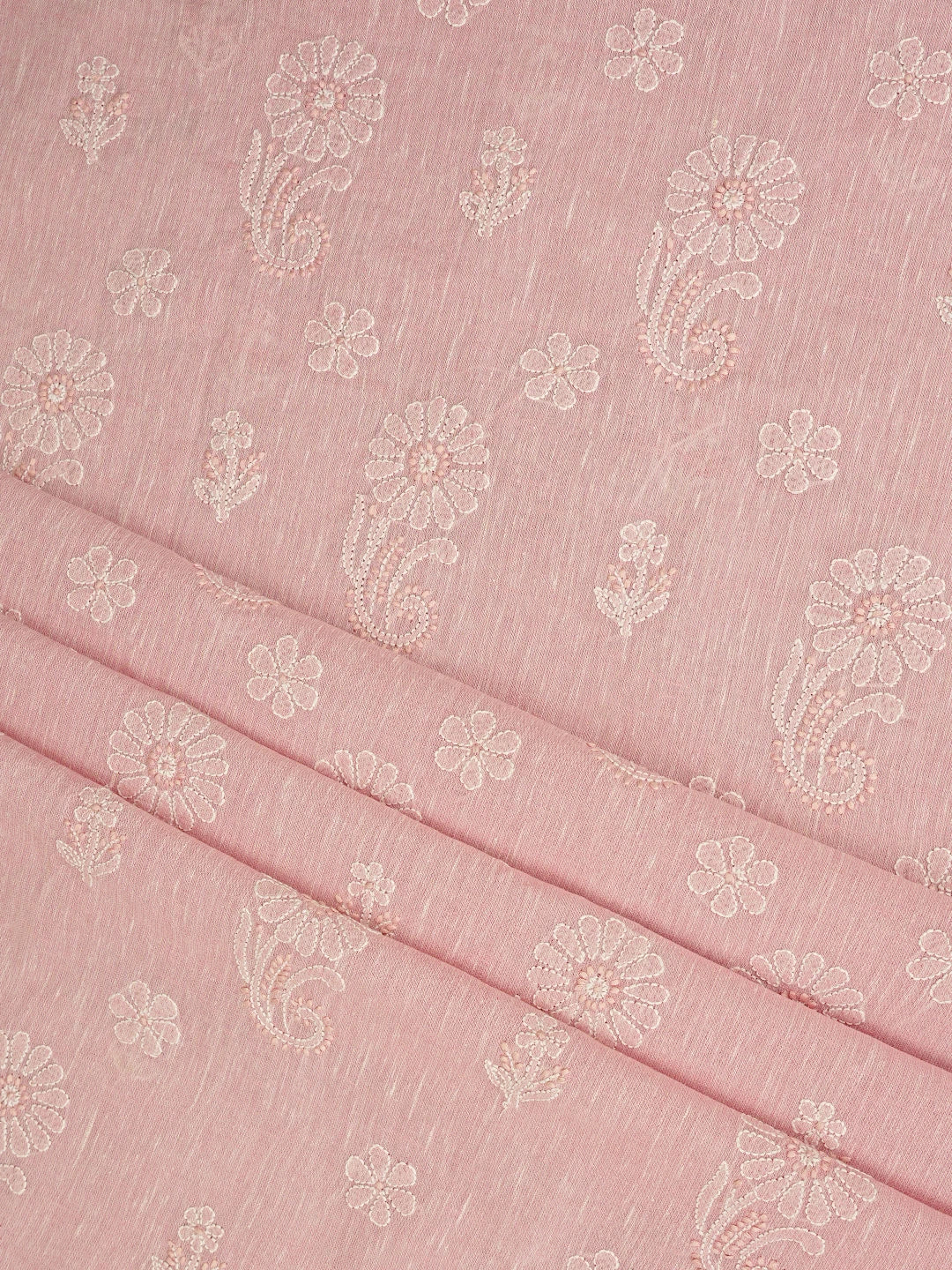 Ada Hand Embroidered Pink Linen Lucknowi Chikankari Unstitched Suit Set 01A836599