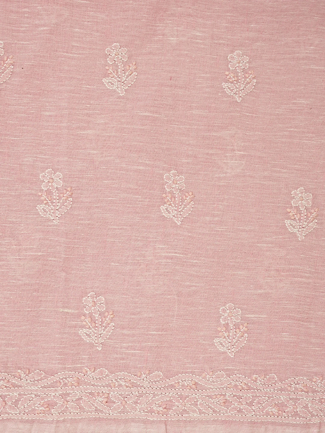 Ada Hand Embroidered Pink Linen Lucknowi Chikankari Unstitched Suit Set 01A836599