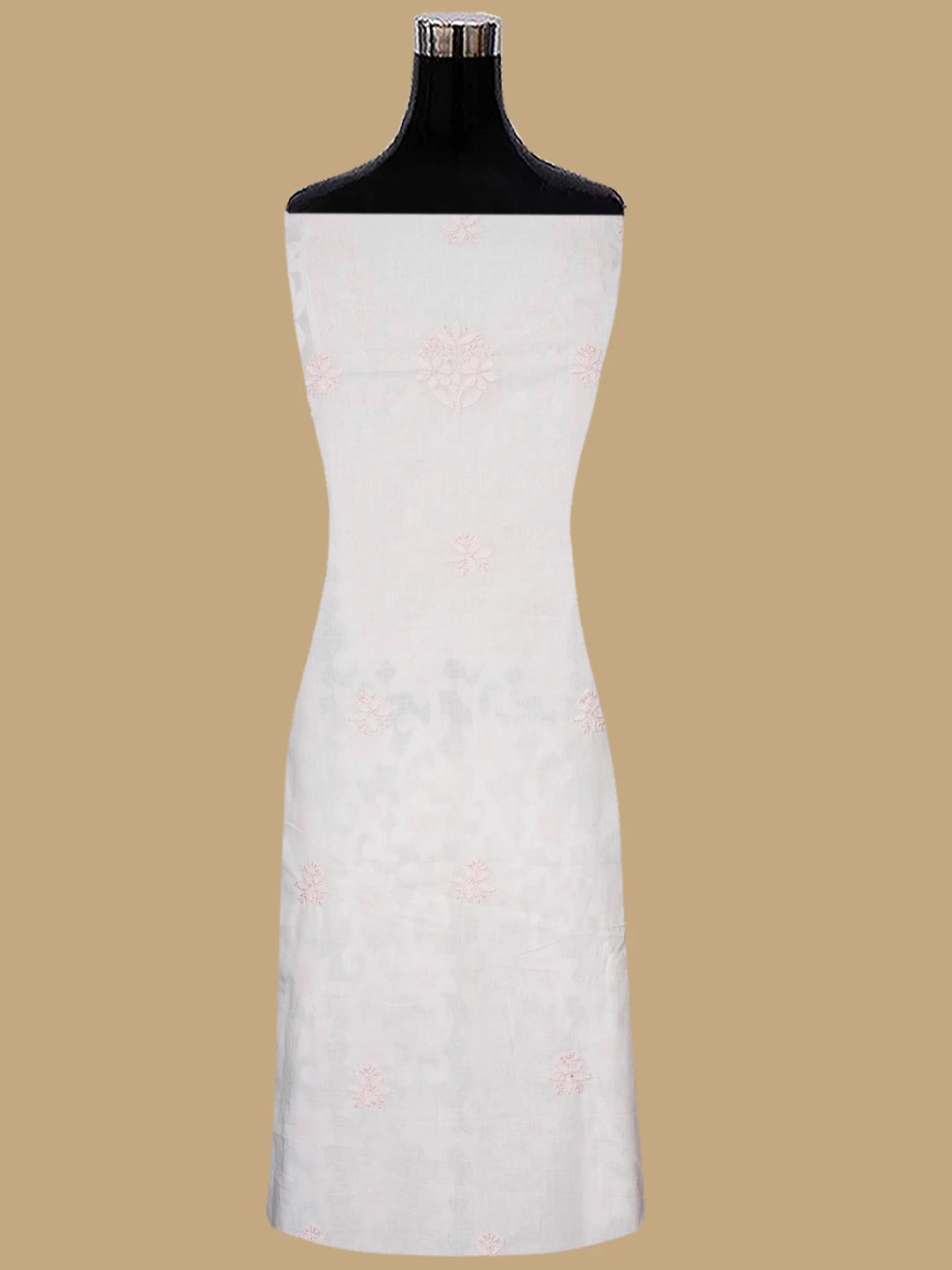Ada Hand Embroidered White Cotton Lucknowi Chikankari Unstitched Kurta Dupatta Set 01A847337