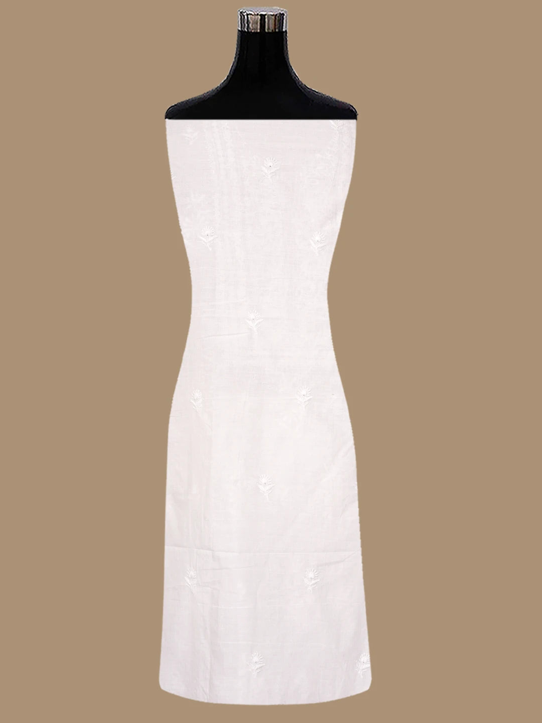 Ada Hand Embroidered White Cotton Lucknowi Chikankari Unstitched Kurta Dupatta Set 01A711792