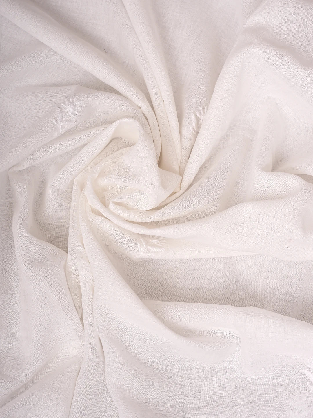Ada Hand Embroidered White Cotton Lucknowi Chikankari Unstitched Kurta Dupatta Set 01A711792
