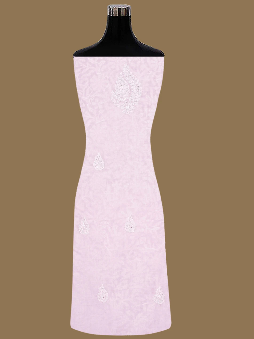Ada Hand Embroidered Pink Cotton Lucknowi Chikankari Unstitched Suit Piece With Mukaish Work 01A847350