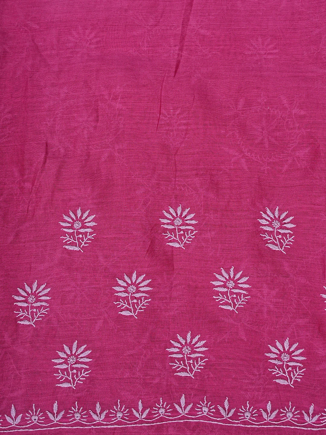 Ada Hand Embroidered Magenta Chanderi Lucknowi Chikankari Saree and Blouse 01A815555