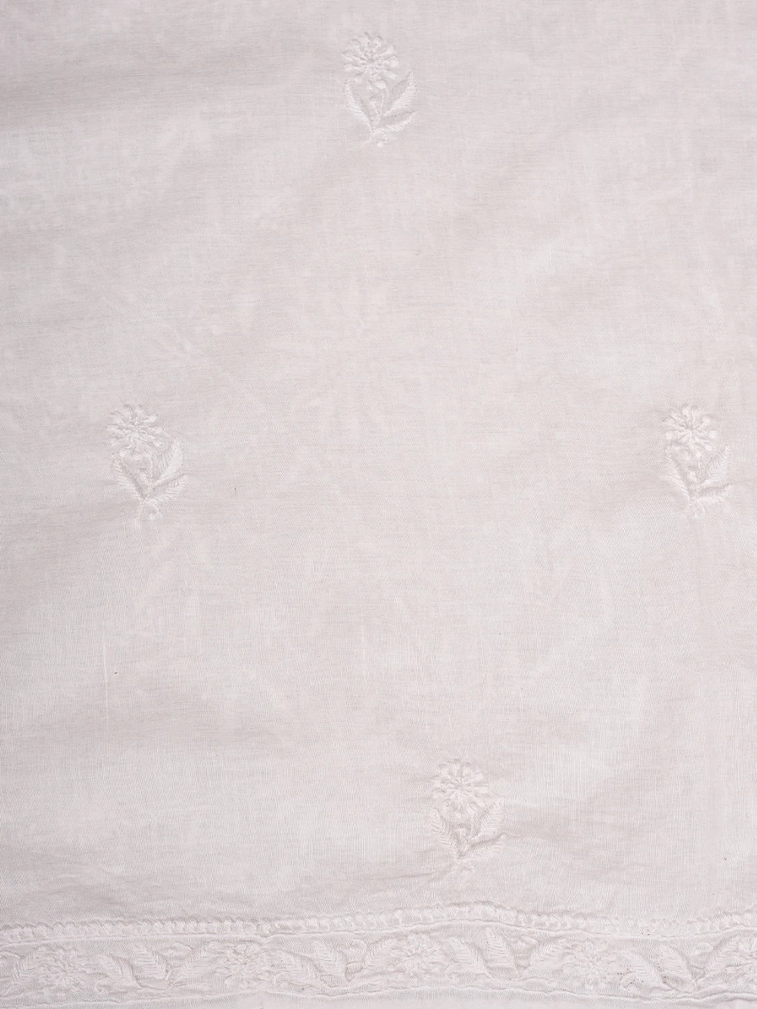 Ada Hand Embroidered White Cotton Lucknowi Chikankari Unstitched Kurta Dupatta Set 01A728810