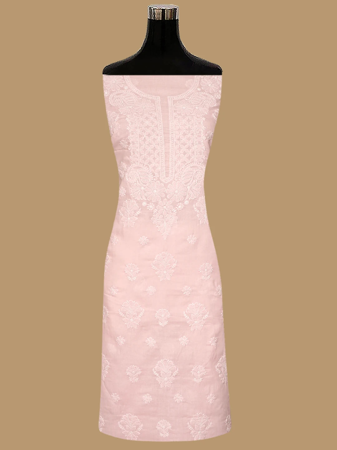 Ada Hand Embroidered Pink Cotton Lucknowi Chikankari Unstitched Suit Piece 01A845834