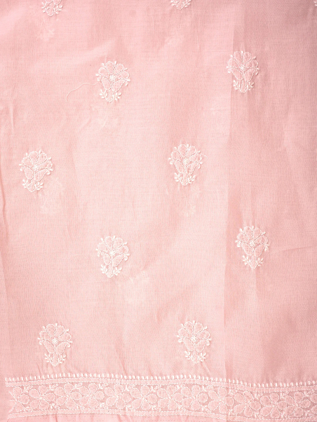 Ada Hand Embroidered Pink Cotton Lucknowi Chikankari Unstitched Suit Piece 01A845834