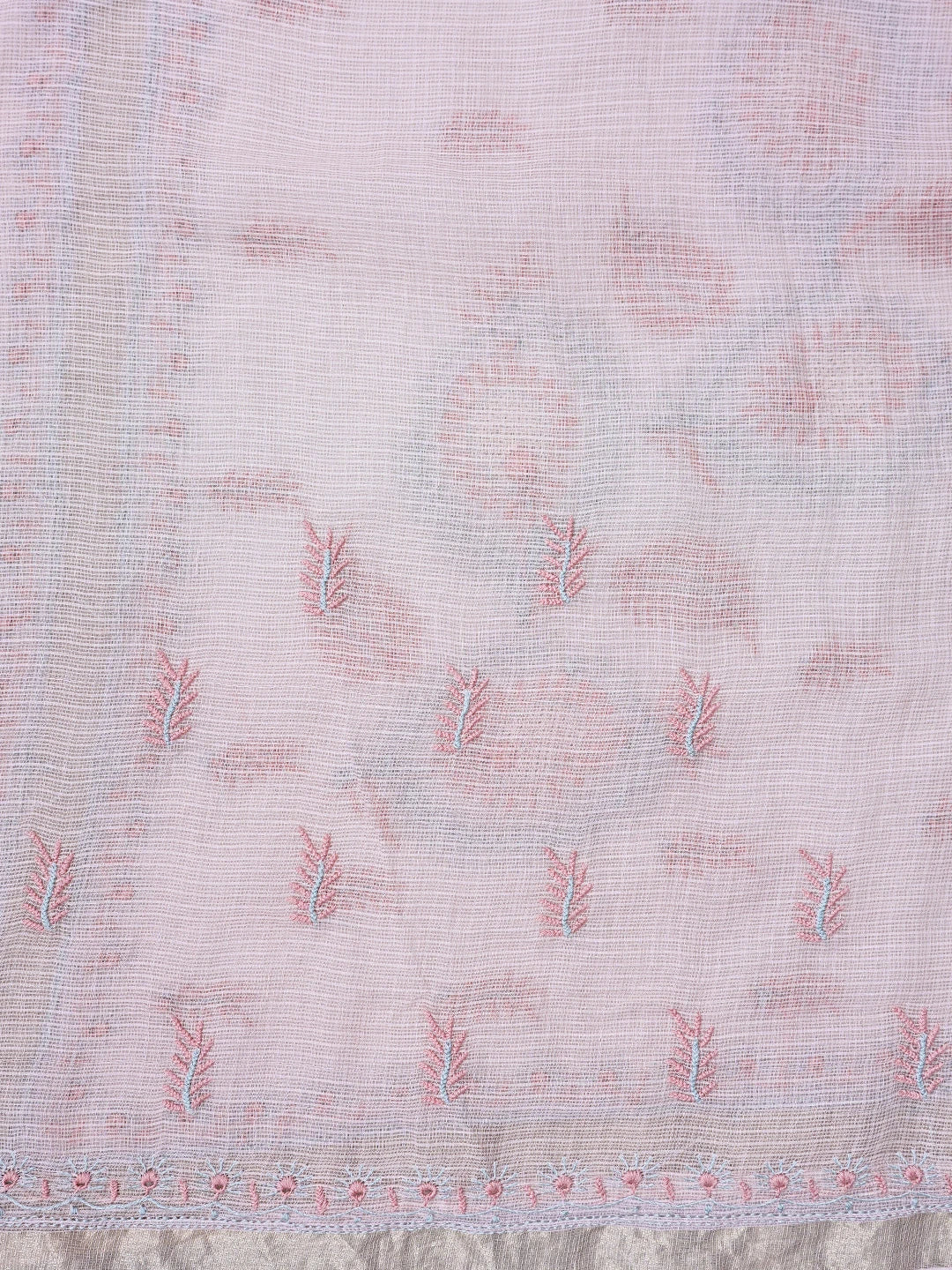 Ada Hand Embroidered Peach Schnapps Kota Lucknowi Chikankari Saree and Blouse 01A718020