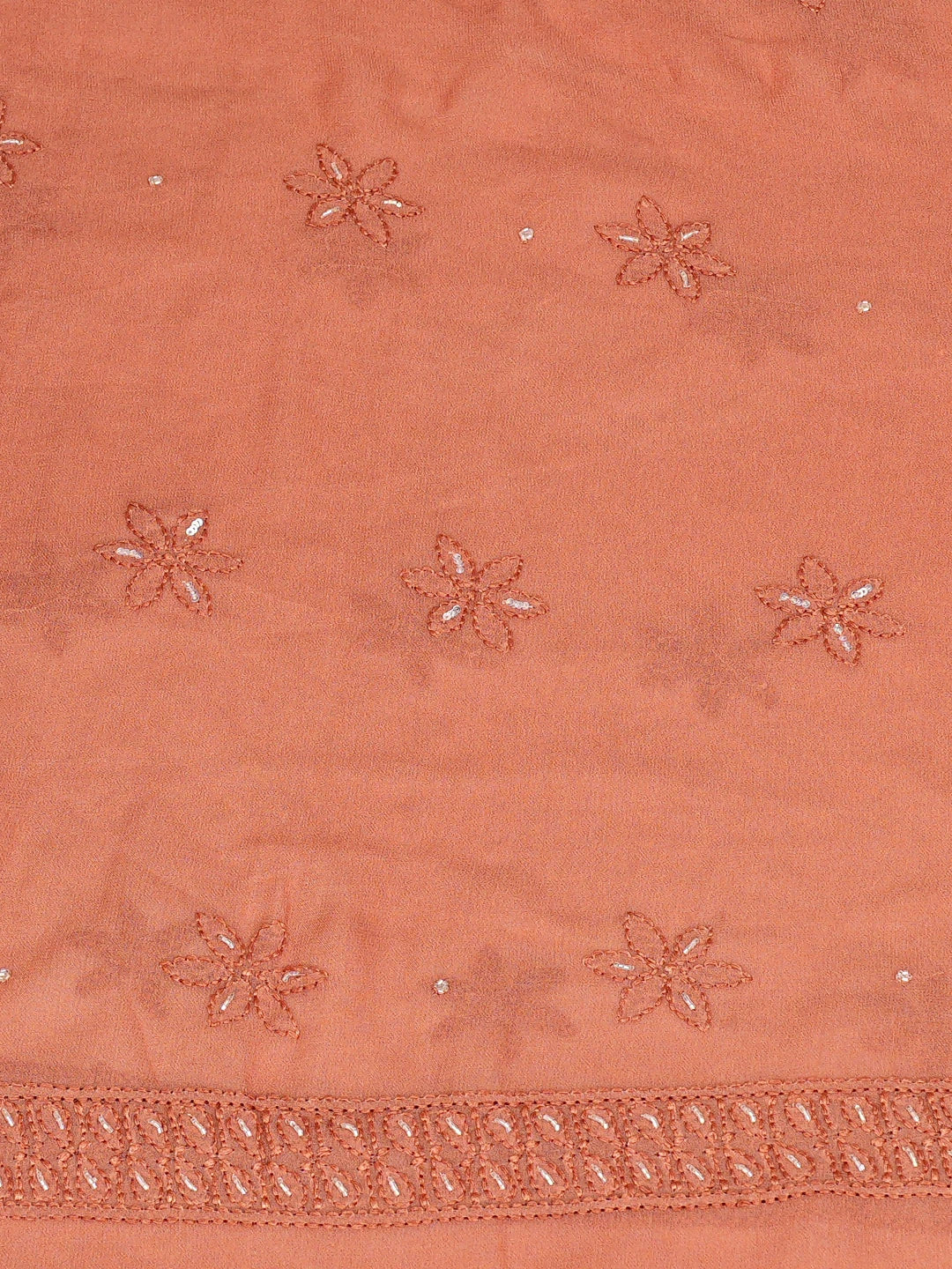 Ada Hand Embroidered Dusty Peach Viscose Georgette Lucknowi Chikankari Unstitched Kurta Dupatta Set With Cutdana Work 01A792852