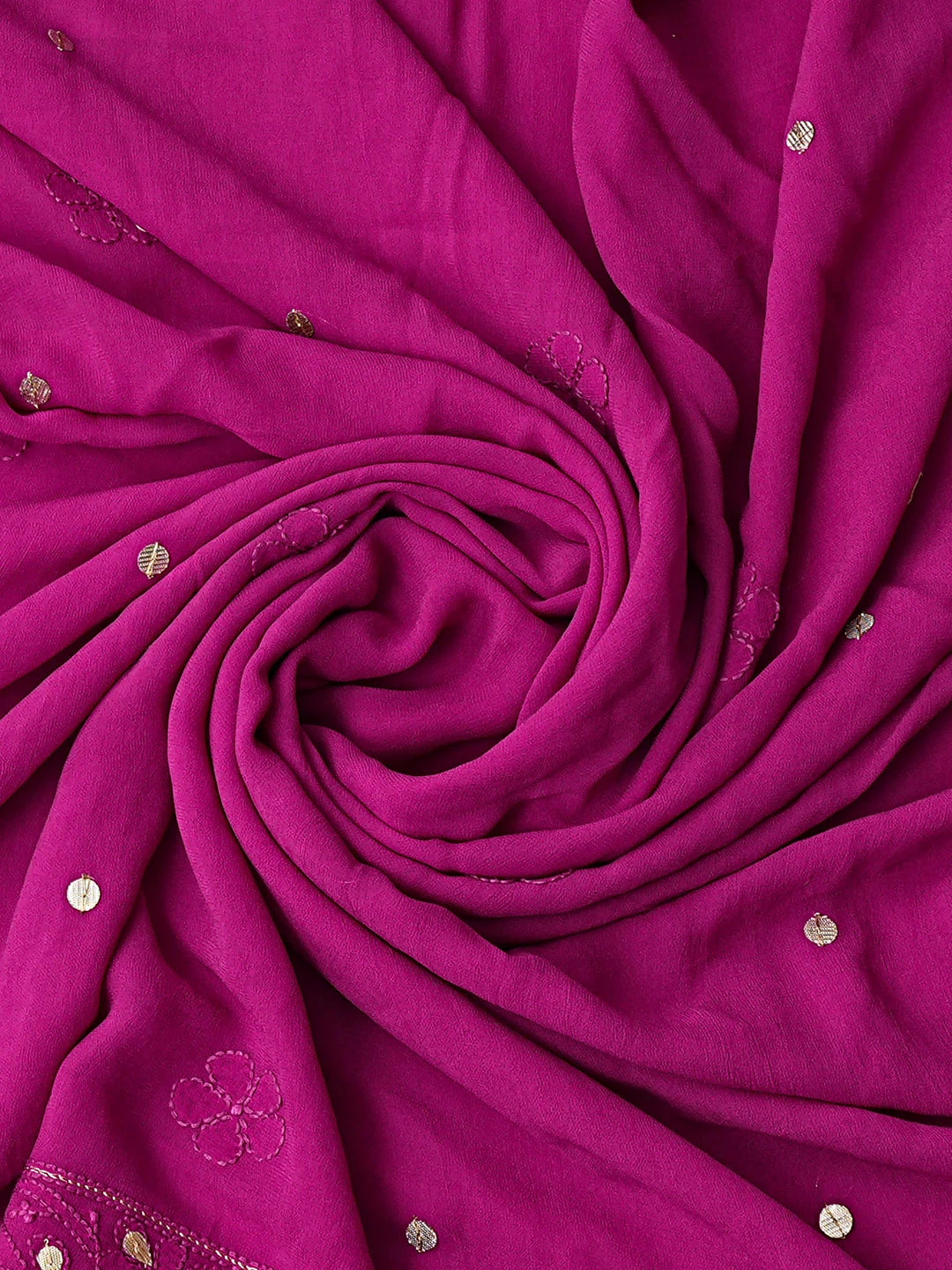 Ada Hand Embroidered Magenta Viscose Georgette Lucknowi Chikankari Unstitched Kurta Dupatta Set With Gotapatti Work 01A802016