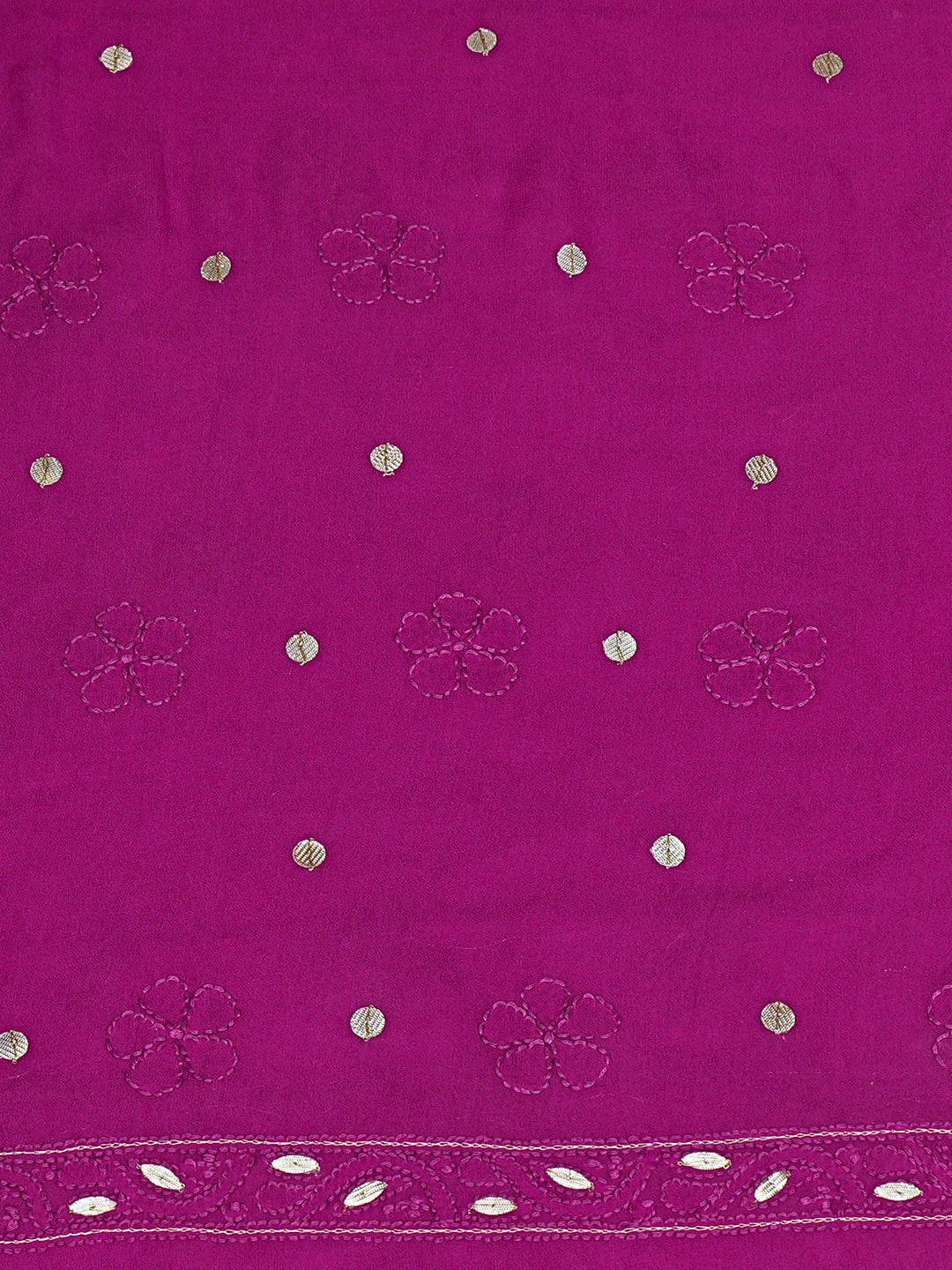 Ada Hand Embroidered Magenta Viscose Georgette Lucknowi Chikankari Unstitched Kurta Dupatta Set With Gotapatti Work 01A802016