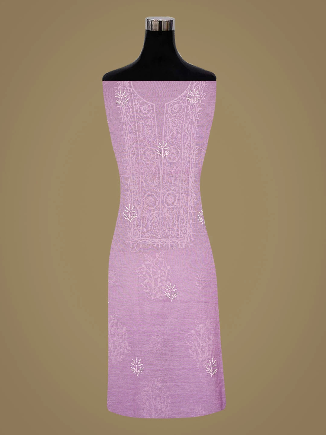 Ada Hand Embroidered Lavender Chanderi Lucknowi Chikankari Unstitched Kurta Dupatta Set 01A780334