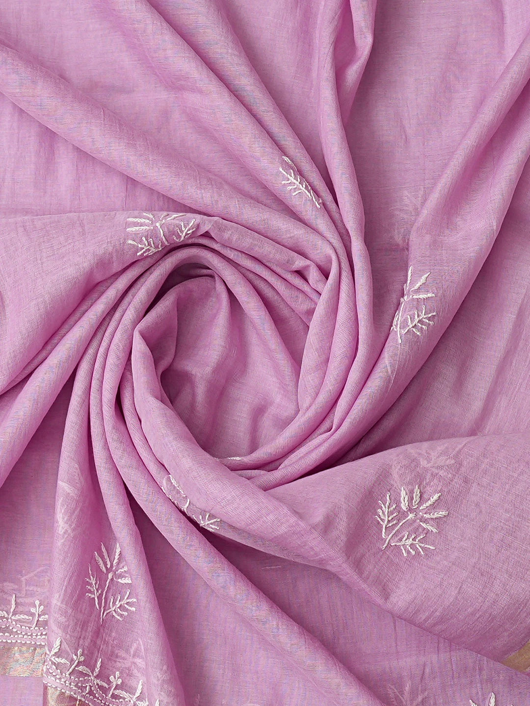 Ada Hand Embroidered Lavender Chanderi Lucknowi Chikankari Unstitched Kurta Dupatta Set 01A780334