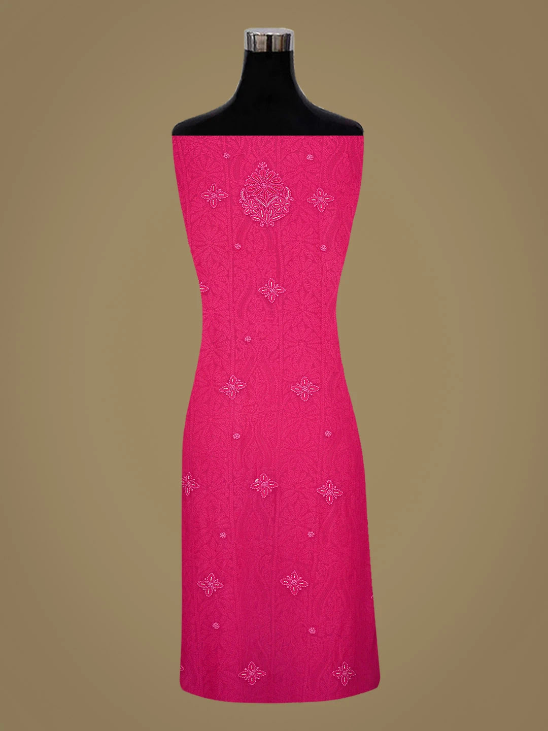 Ada Hand Embroidered Magenta Viscose Georgette Lucknowi Chikankari Unstitched Kurta Dupatta Set With Cutdana Work 01A782280