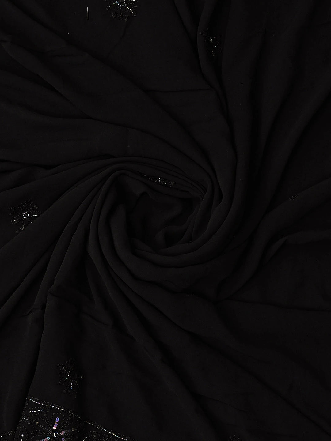 Ada Hand Embroidered Black Viscose Georgette Lucknowi Chikankari Unstitched Kurta Dupatta Set With Cutdana Work 01A204367