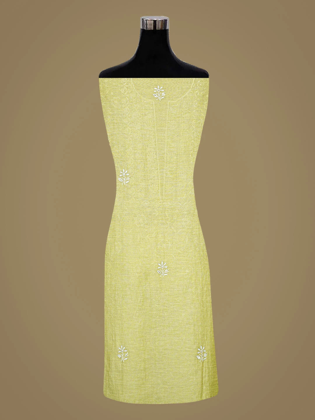Ada Hand Embroidered Green Tissue Lucknowi Chikankari Unstitched Kurta Dupatta Set With Zari Work 01A665594