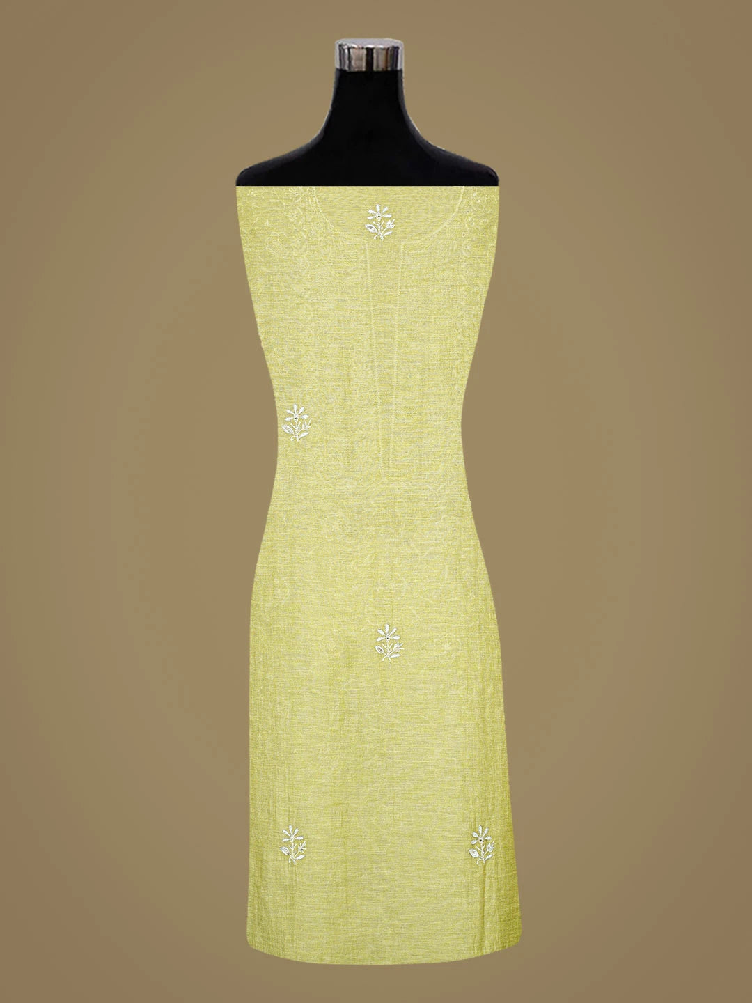 Ada Hand Embroidered Green Tissue Lucknowi Chikankari Unstitched Kurta Dupatta Set With Zari Work 01A665594