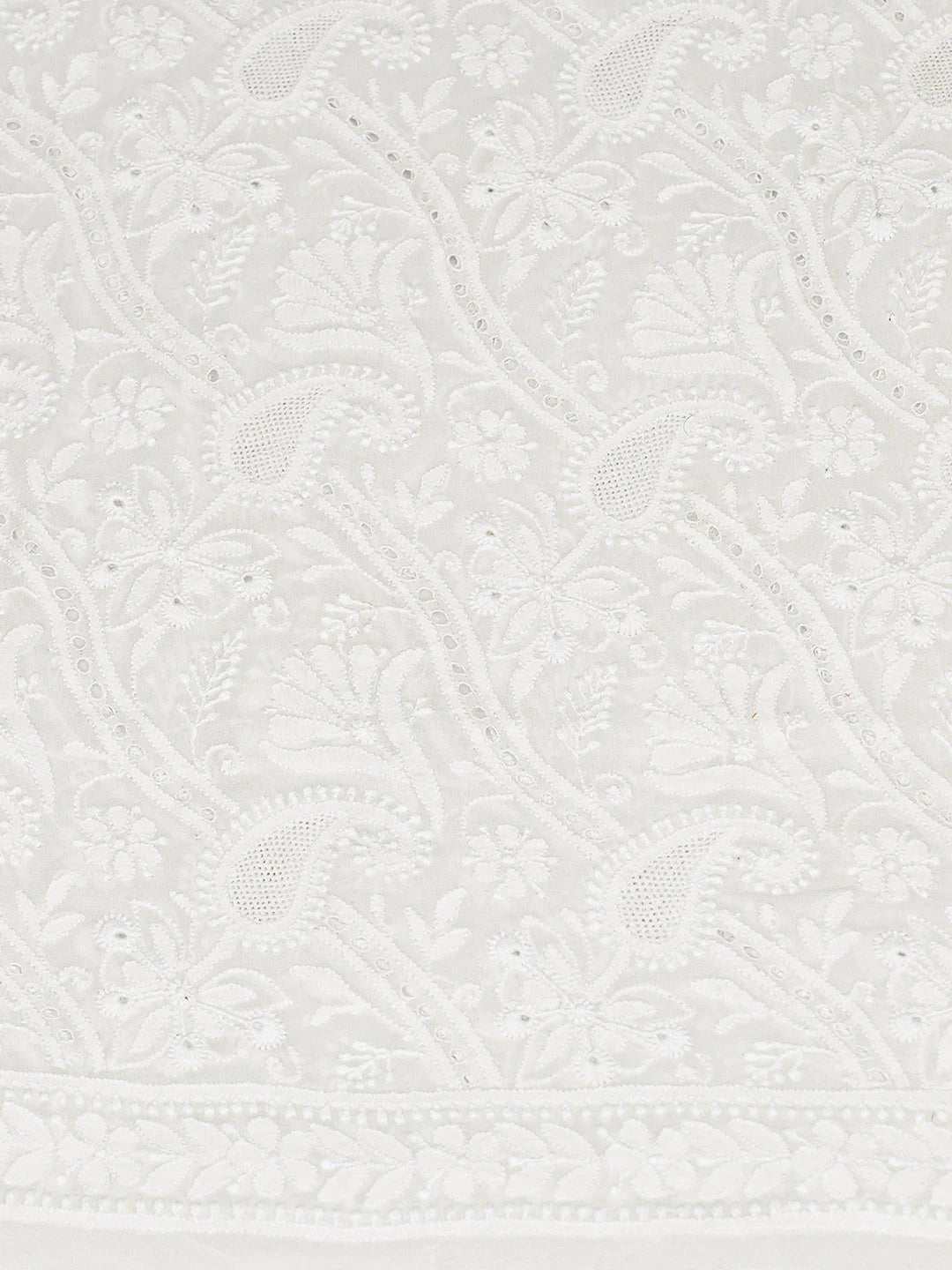 Ada Hand Embroidered White Pure Georgette Lucknowi Chikankari Unstitched Kurta Dupatta Set 01A676723