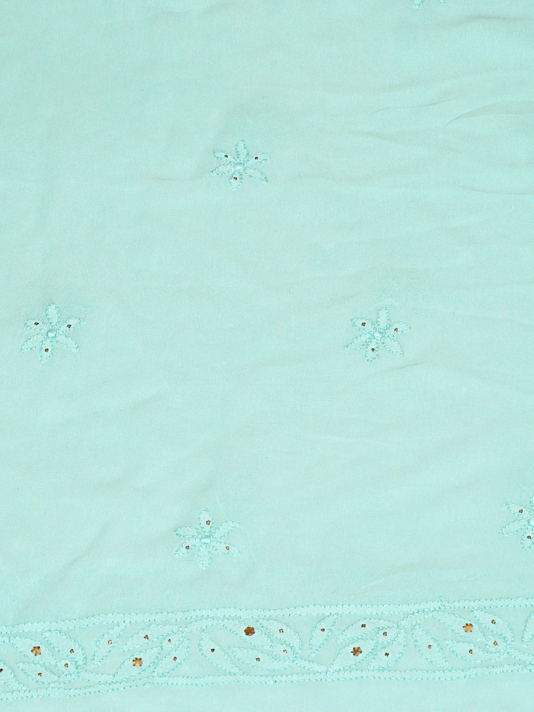Ada Hand Embroidered Sky Blue Viscose Georgette Lucknowi Chikankari Unstitched Kurta Dupatta Set With Mukaish Work 01A809089