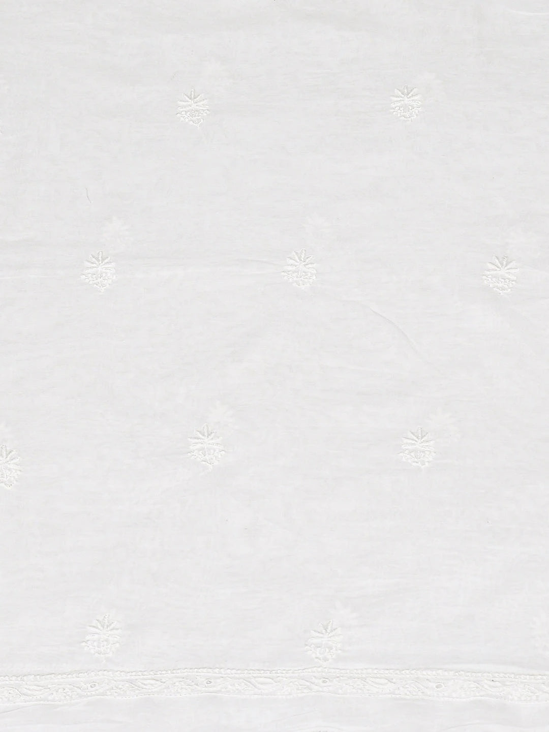 Ada Hand Embroidered White Cotton Lucknowi Chikankari Unstitched Kurta Dupatta Set 01A800676