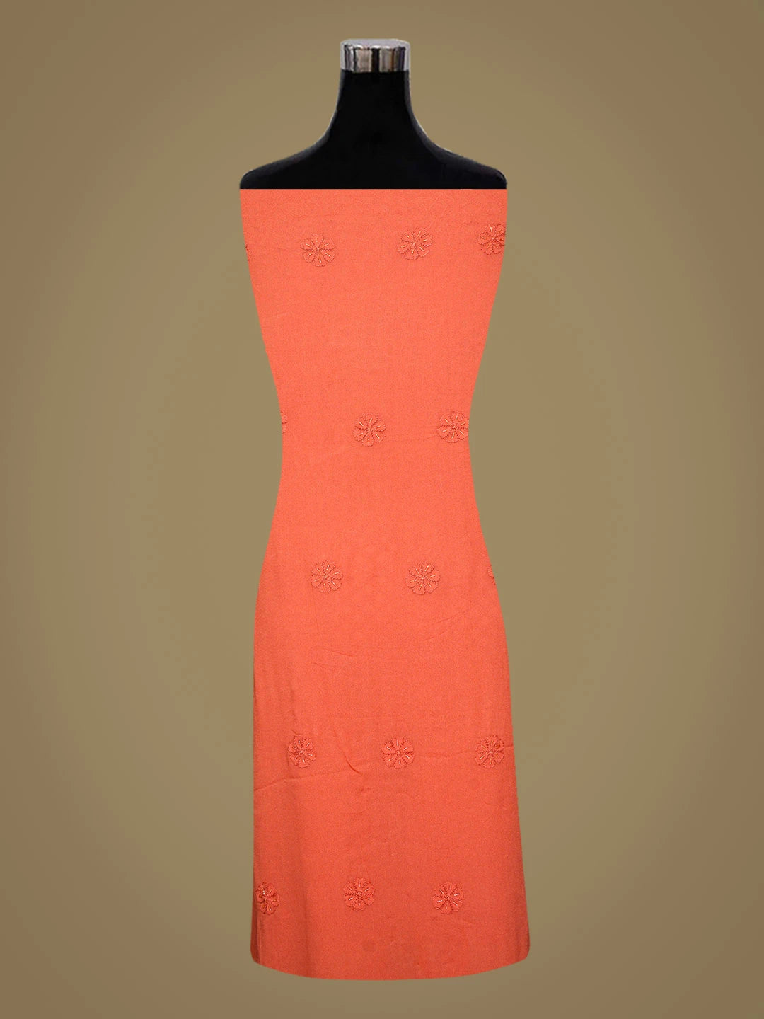 Ada Hand Embroidered Coral Peach Viscose Georgette Lucknowi Chikankari Unstitched Kurta Dupatta Set With Cutdana Work 01A795837