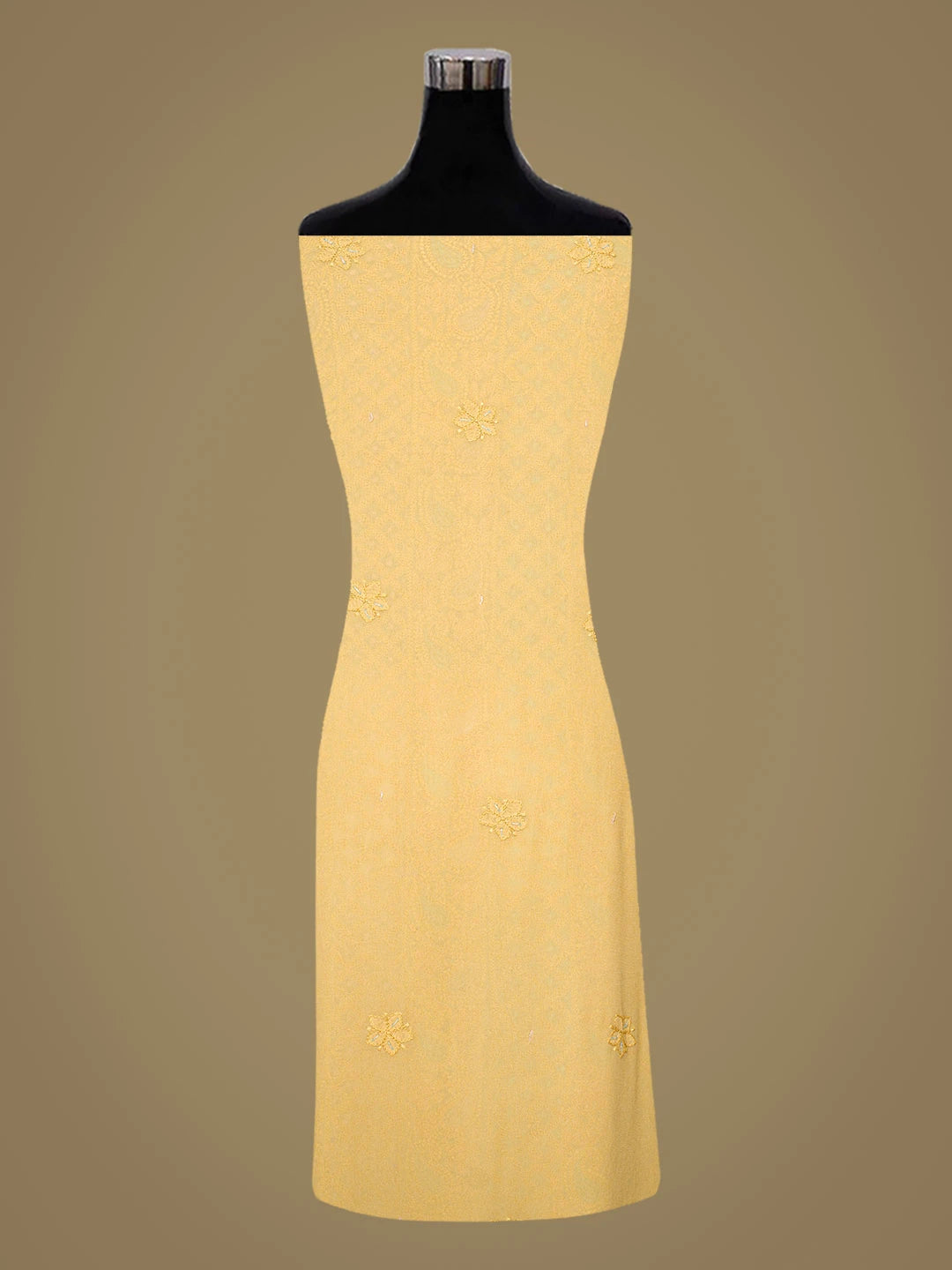 Ada Hand Embroidered Fawn Viscose Georgette Lucknowi Chikankari Unstitched Kurta Dupatta Set With Cutdana Work 01A764517