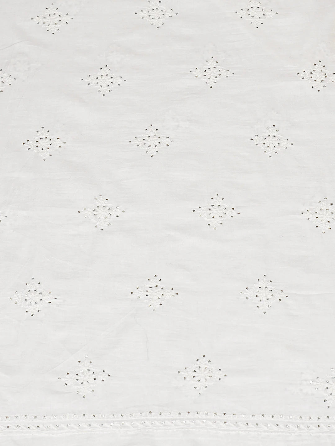 Ada Hand Embroidered White Cotton Lucknowi Chikankari Unstitched Kurta Dupatta Set With Mukaish Work 01A800641