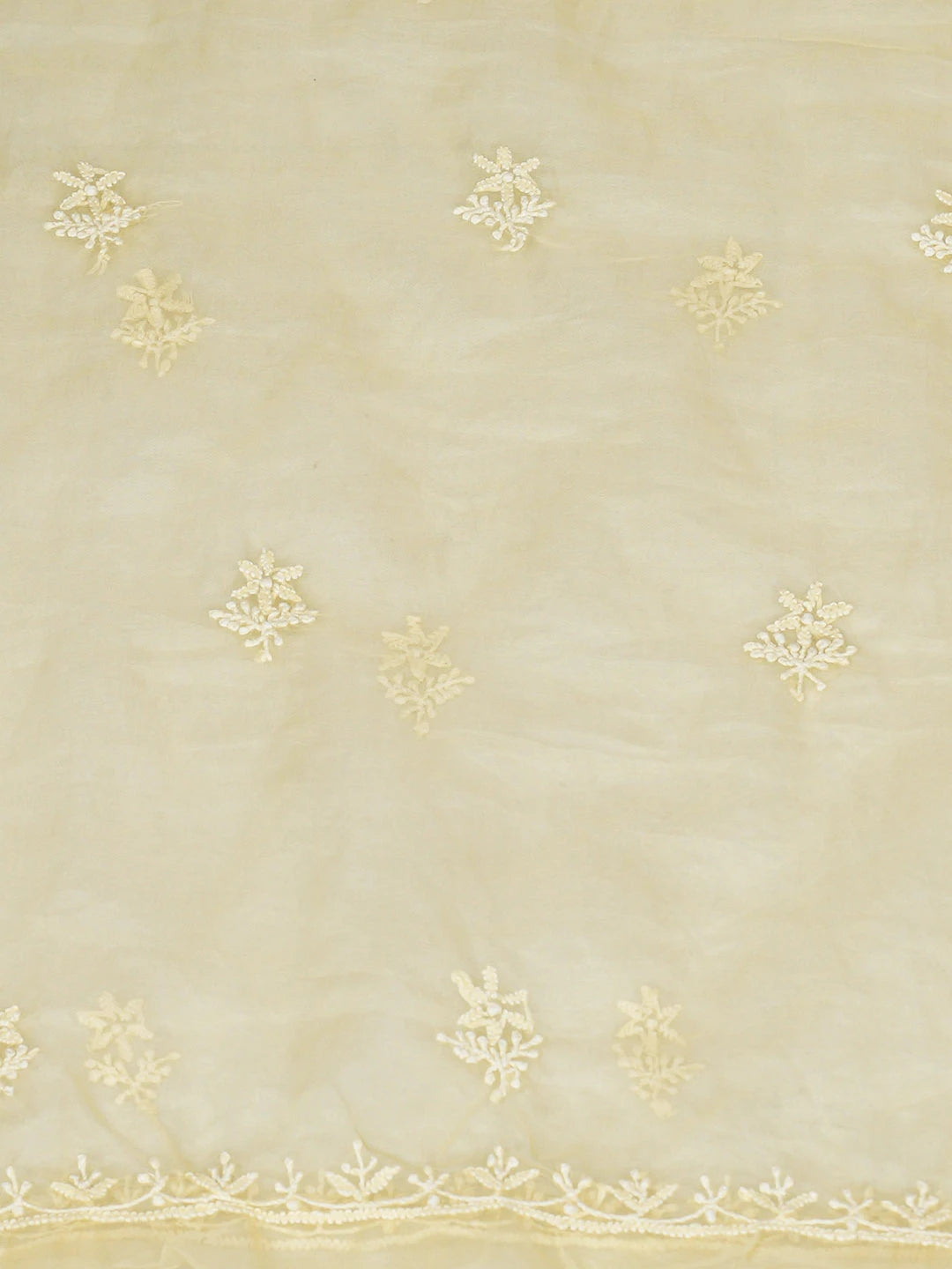 Ada Hand Embroidered Beige Organza Lucknowi Chikankari Unstitched Kurta Dupatta Set 01A707869
