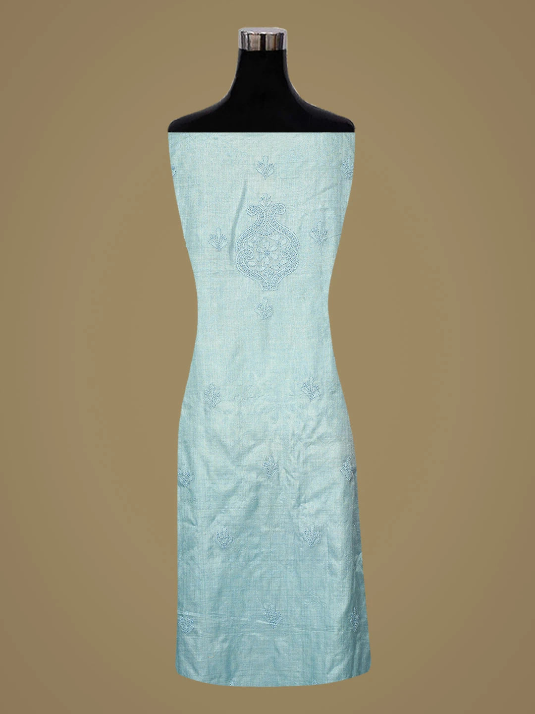 Ada Hand Embroidered Blue Silk Lucknowi Chikankari Unstitched Suit Piece 01A626883