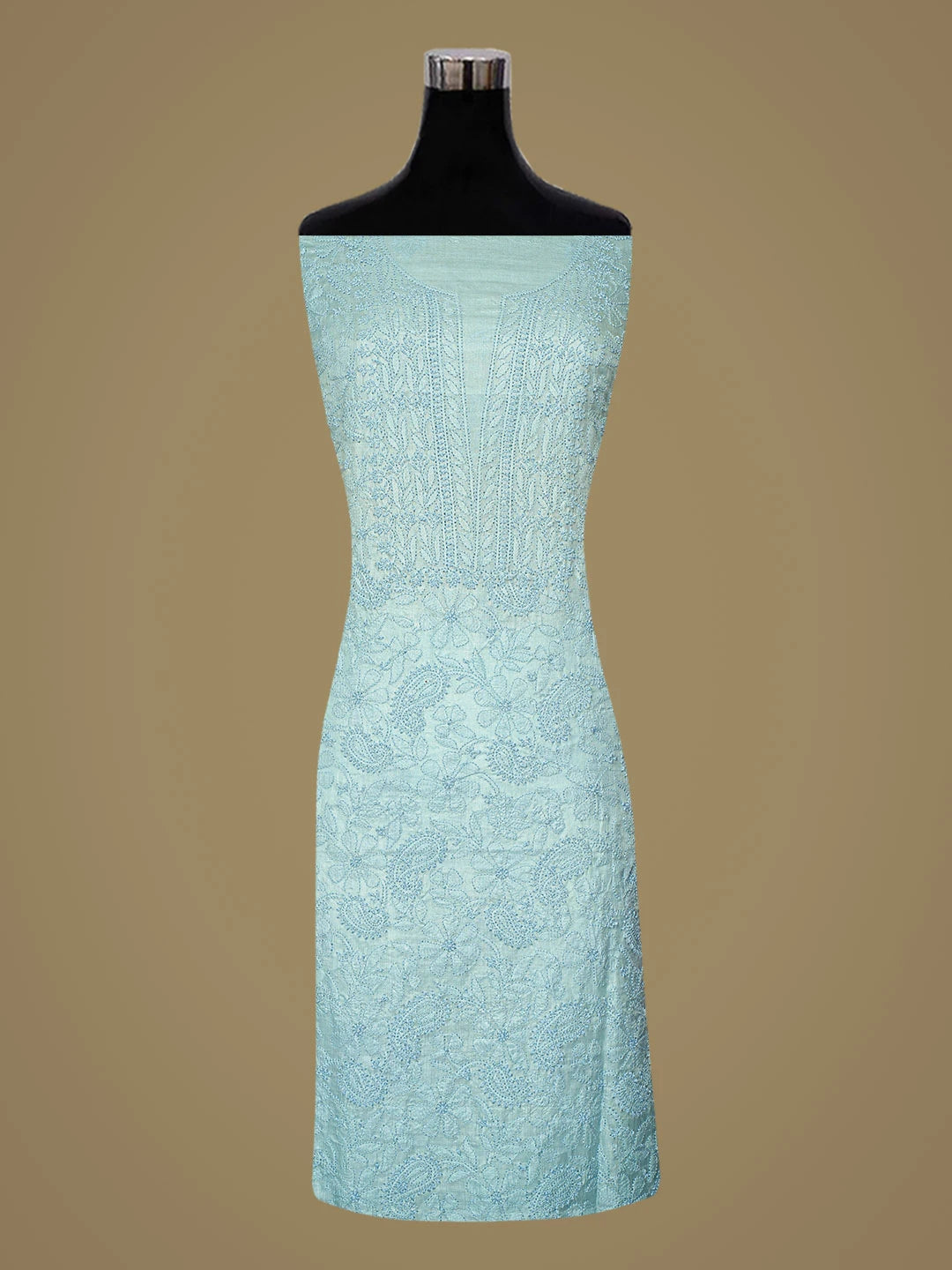 Ada Hand Embroidered Blue Silk Lucknowi Chikankari Unstitched Suit Piece 01A626883