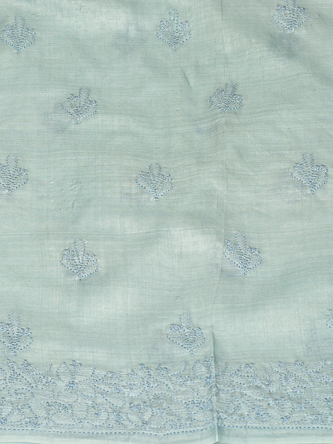 Ada Hand Embroidered Blue Silk Lucknowi Chikankari Unstitched Suit Piece 01A626883