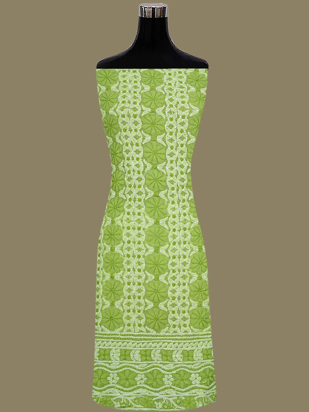Ada Hand Embroidered Lime Green Georgette Lucknowi Chikankari Unstitched Suit Piece 01A169584