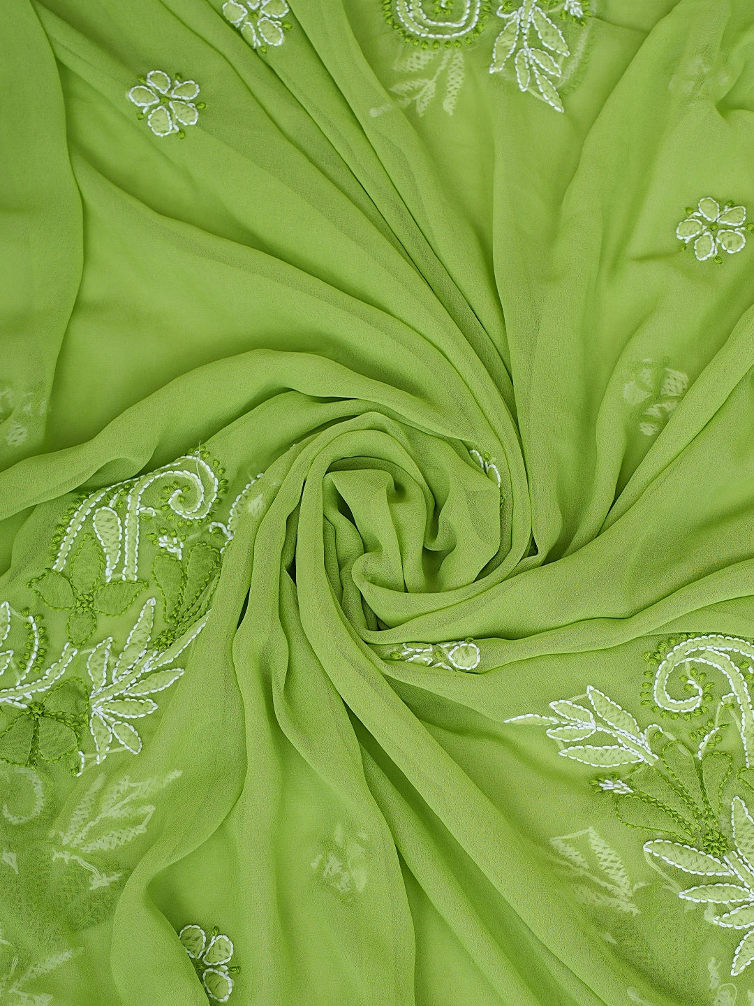Ada Hand Embroidered Lime Green Georgette Lucknowi Chikankari Unstitched Suit Piece 01A169584