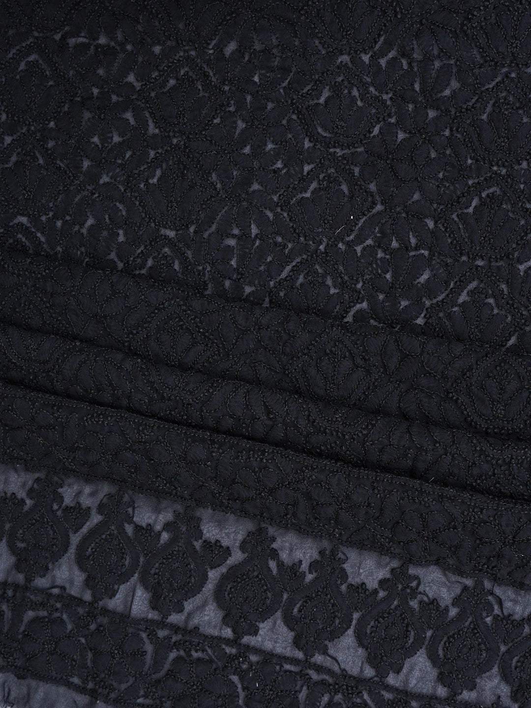 Ada Hand Embroidered Black Georgette Lucknowi Chikankari Unstitched Suit Piece 01A387191