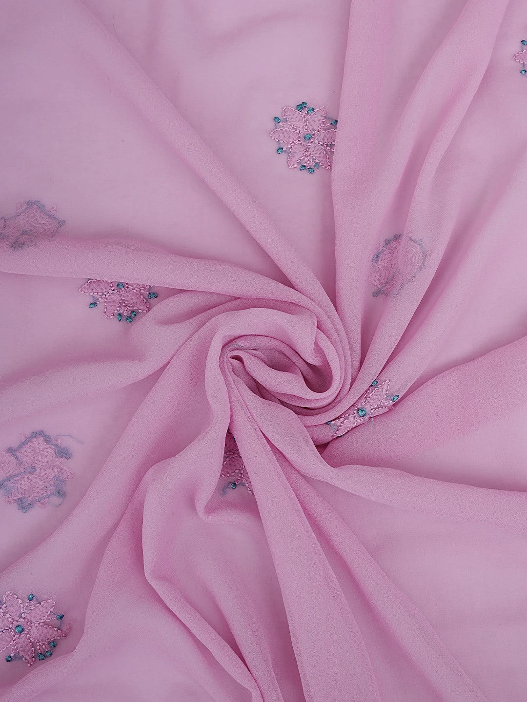 Ada Hand Embroidered Puce Pink Faux Georgette Lucknowi Chikankari Unstitched Suit Piece 01A624336