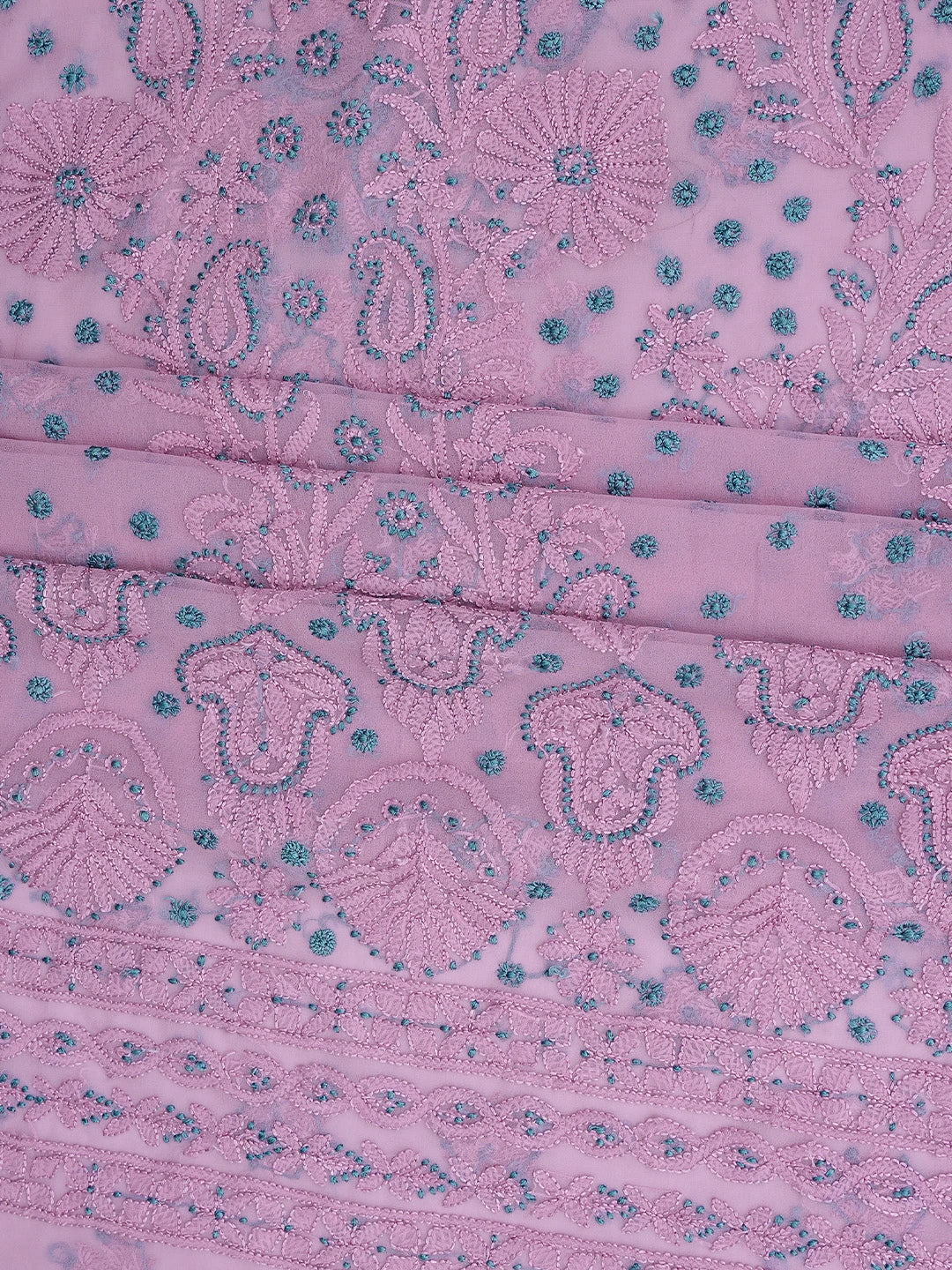 Ada Hand Embroidered Puce Pink Faux Georgette Lucknowi Chikankari Unstitched Suit Piece 01A624336