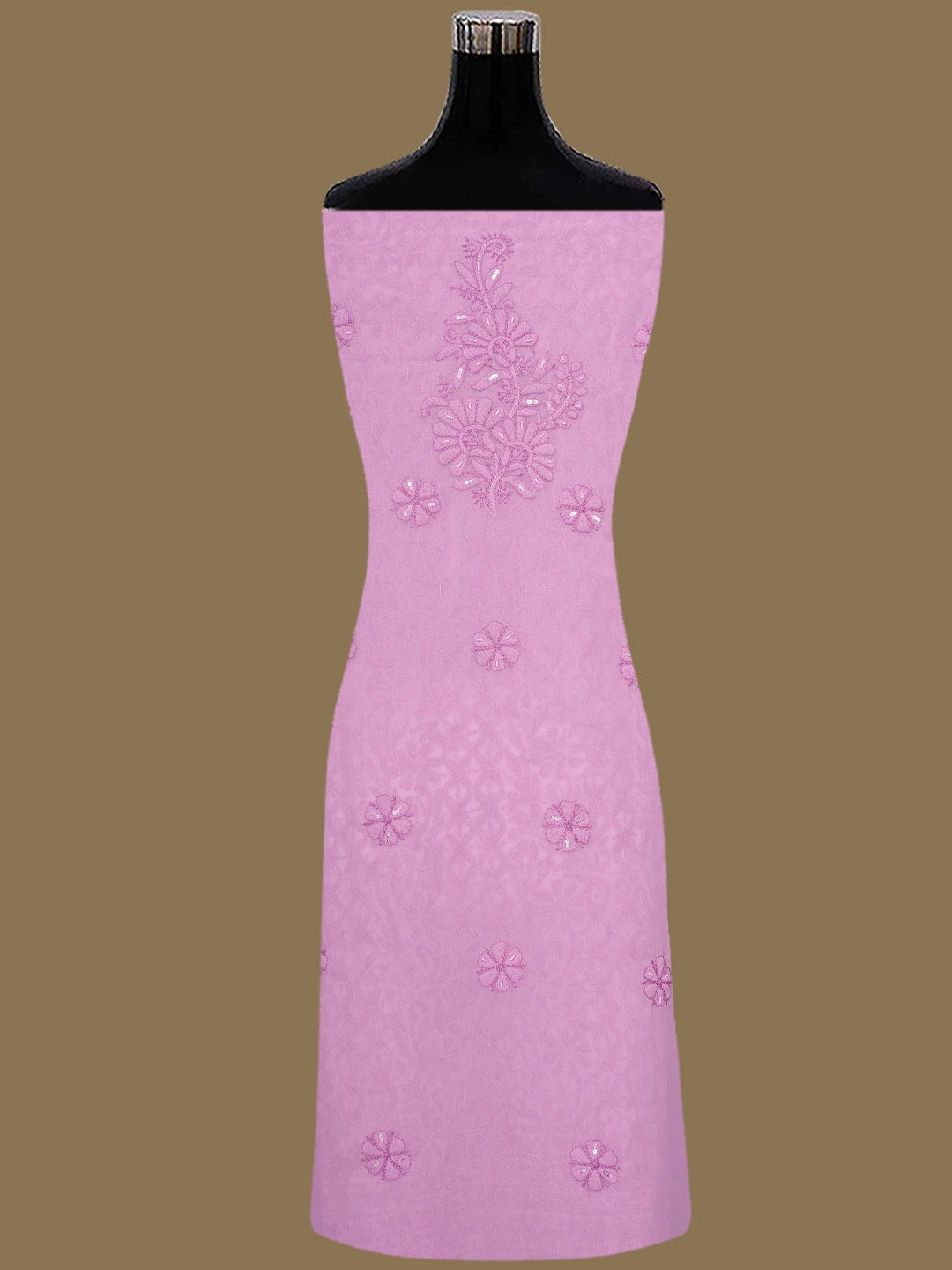 Ada Hand Embroidered Pink Georgette Lucknowi Chikankari Unstitched Suit Piece With Pearl Work  01A699160