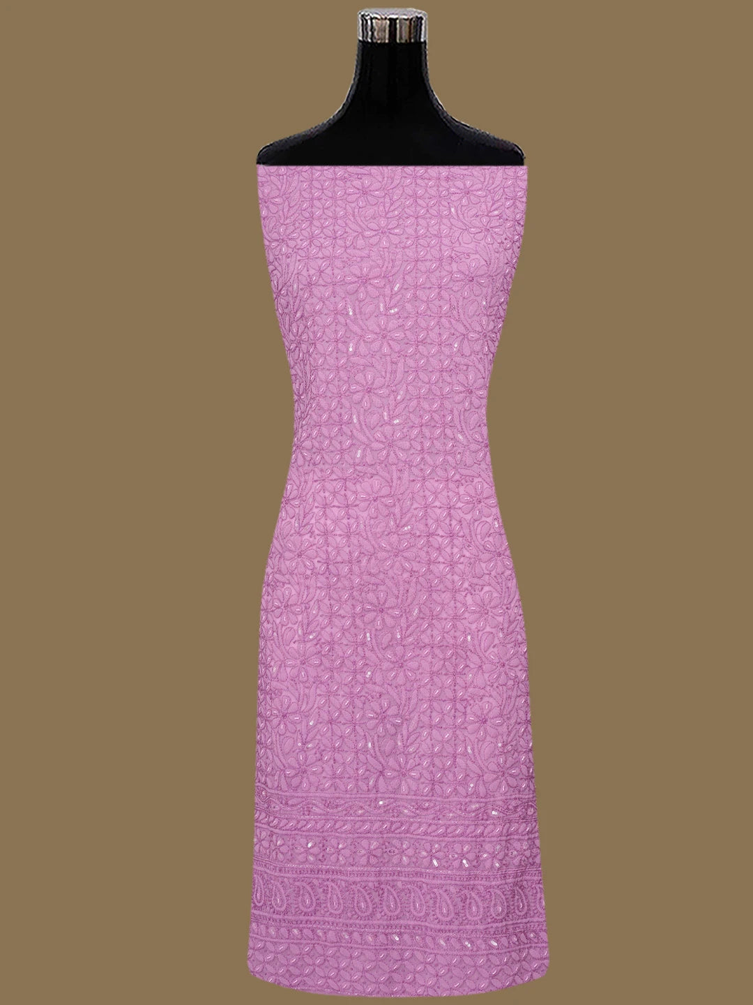 Ada Hand Embroidered Pink Georgette Lucknowi Chikankari Unstitched Suit Piece With Pearl Work  01A699160