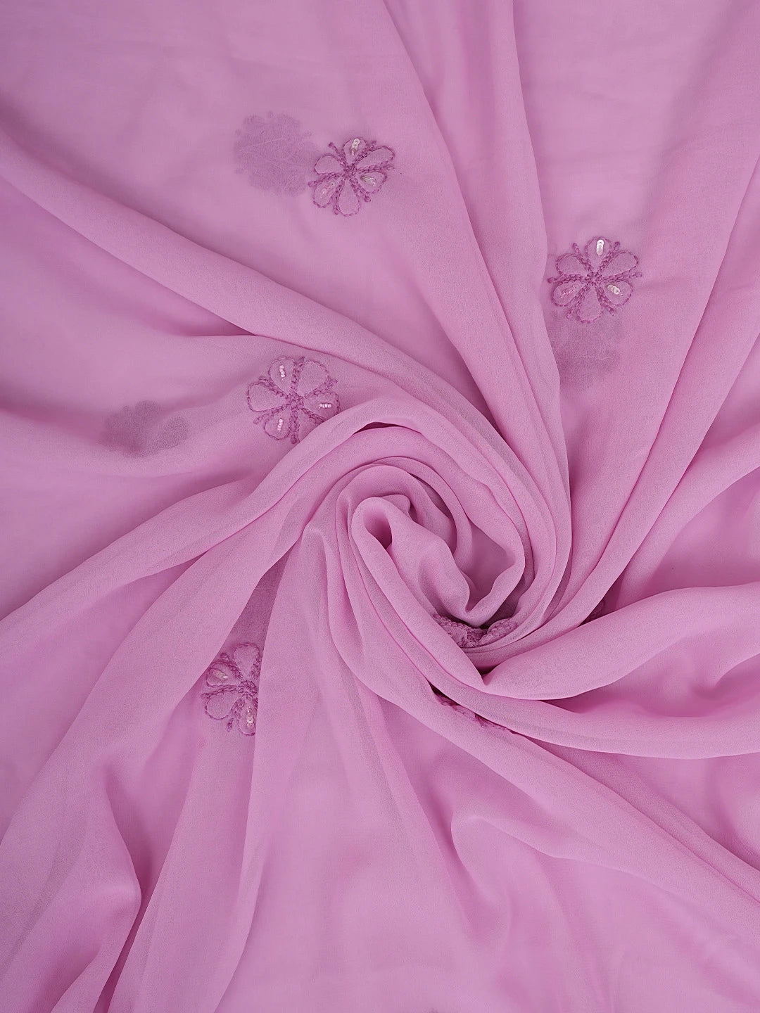Ada Hand Embroidered Pink Georgette Lucknowi Chikankari Unstitched Suit Piece With Pearl Work  01A699160