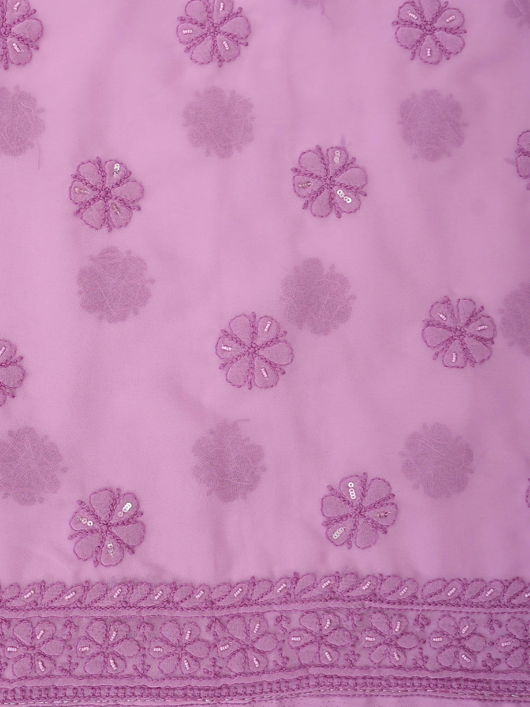 Ada Hand Embroidered Pink Georgette Lucknowi Chikankari Unstitched Suit Piece With Pearl Work  01A699160
