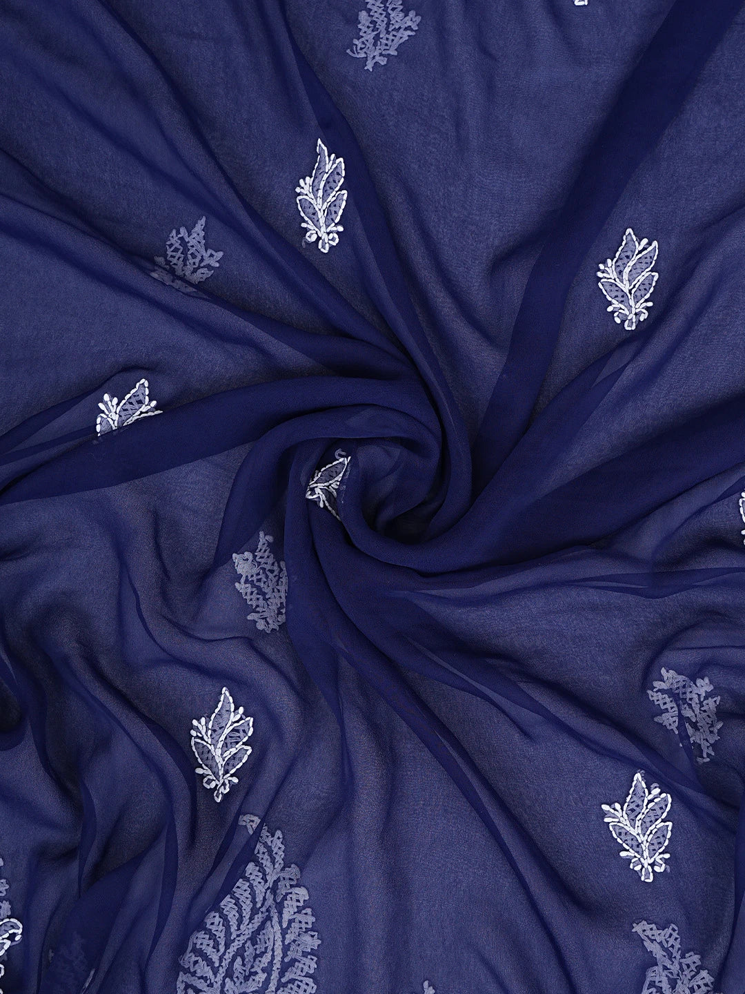 Ada Hand Embroidered Navy Blue Georgette Lucknowi Chikankari Unstitched Suit Piece 01A608544