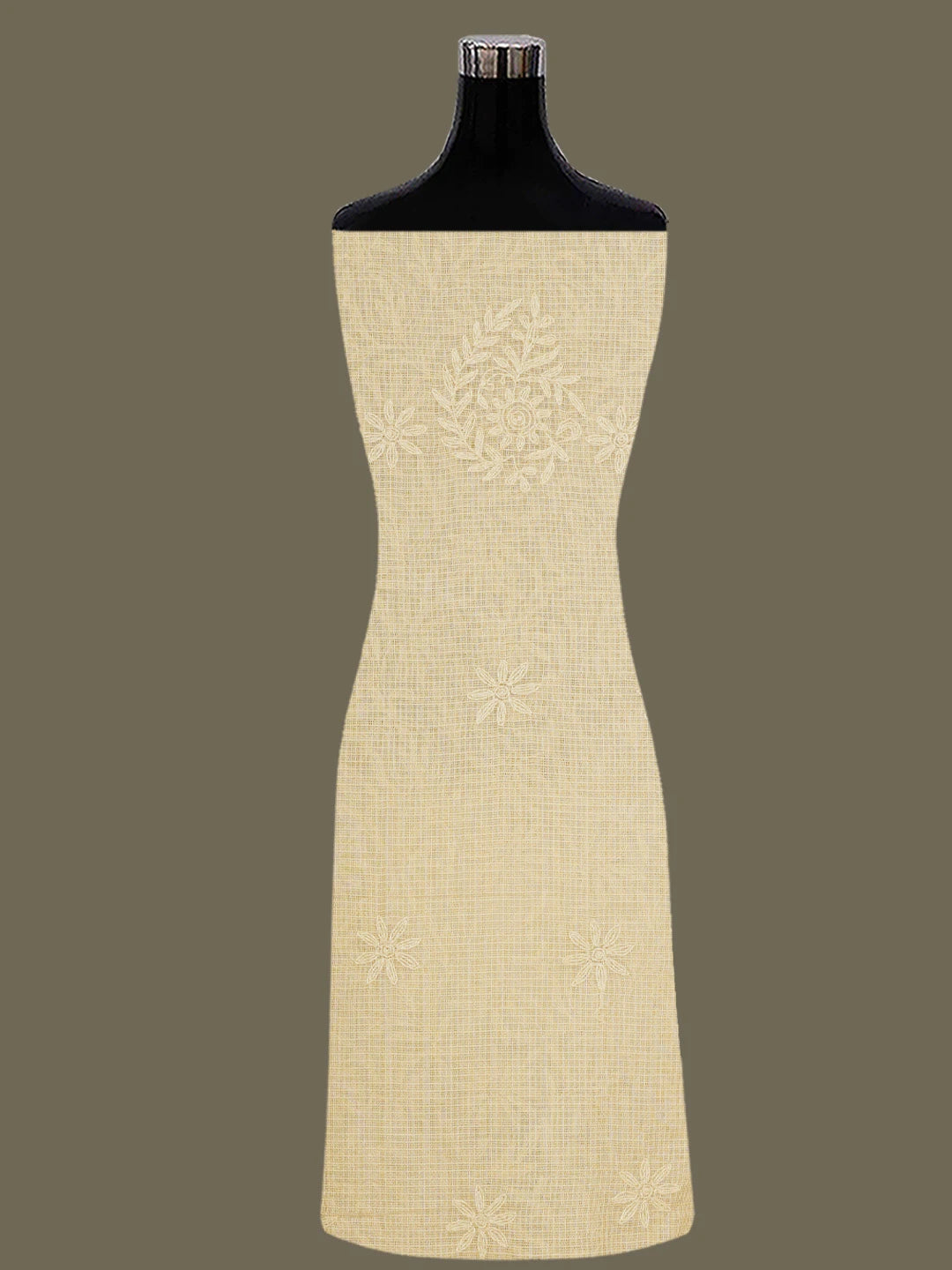 Ada Hand Embroidered Fawn Kota Lucknowi Chikankari Unstitched Kurta Dupatta Set 01A590818