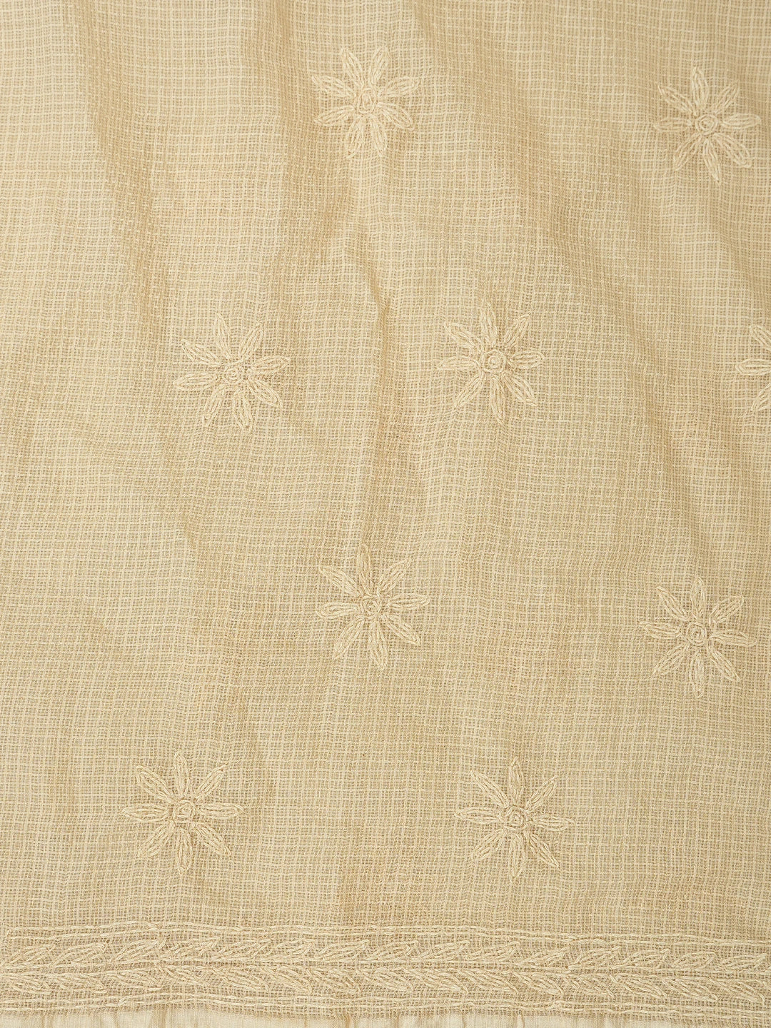 Ada Hand Embroidered Fawn Kota Lucknowi Chikankari Unstitched Kurta Dupatta Set 01A590818