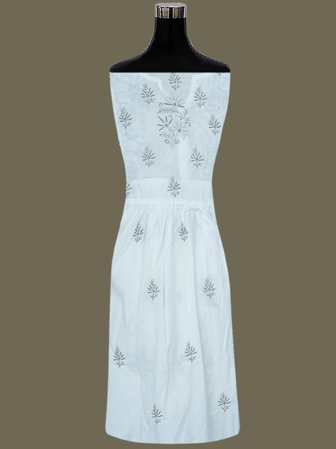 Ada Hand Embroidered White Cotton Lucknowi Chikankari Semi-stitched Kurta Dupatta Set 01A757053