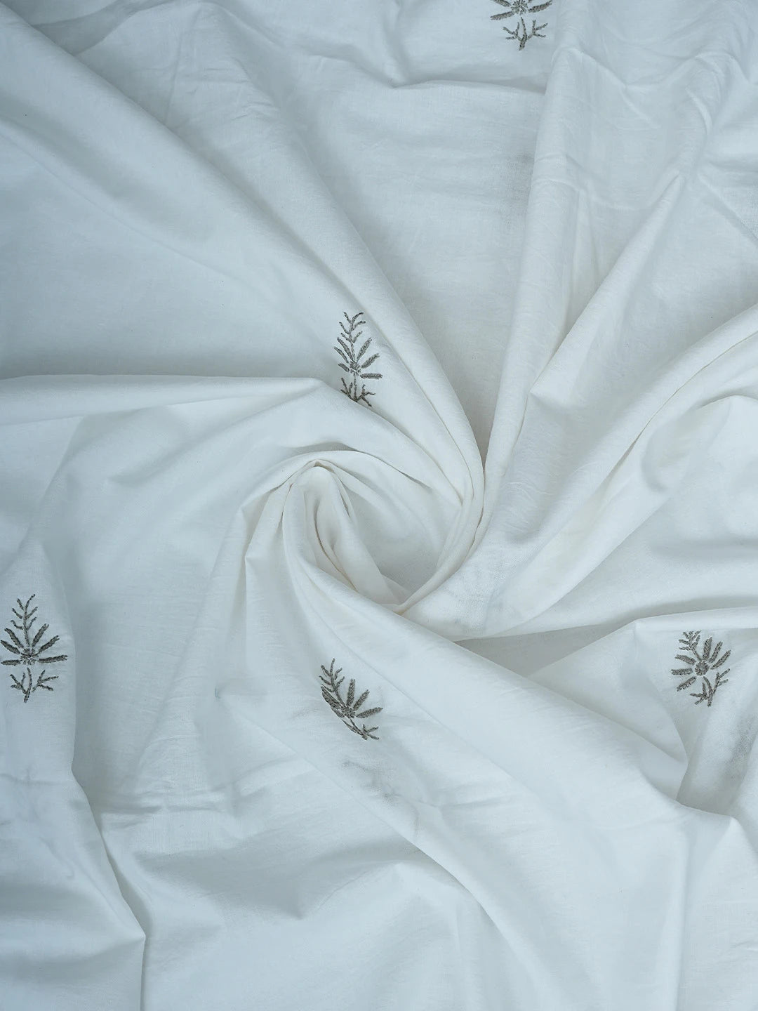 Ada Hand Embroidered White Cotton Lucknowi Chikankari Semi-stitched Kurta Dupatta Set 01A757053
