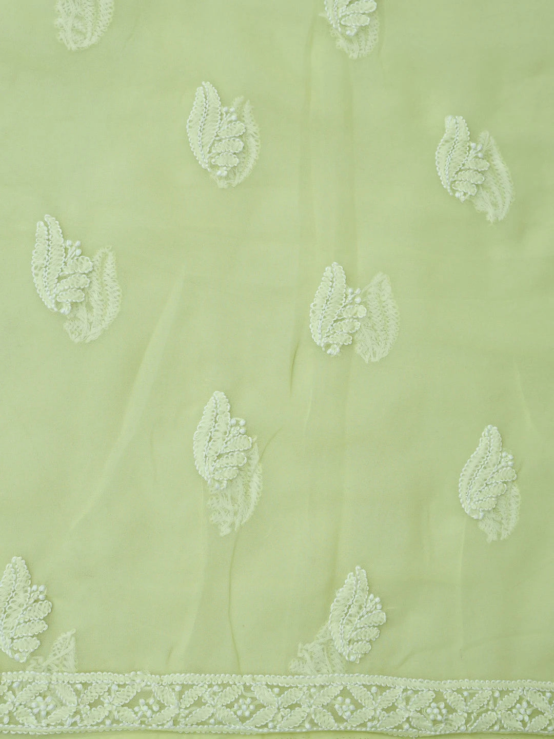 Ada Hand Embroidered Lemon Georgette Lucknowi Chikankari Unstitched Suit Piece 01A793424